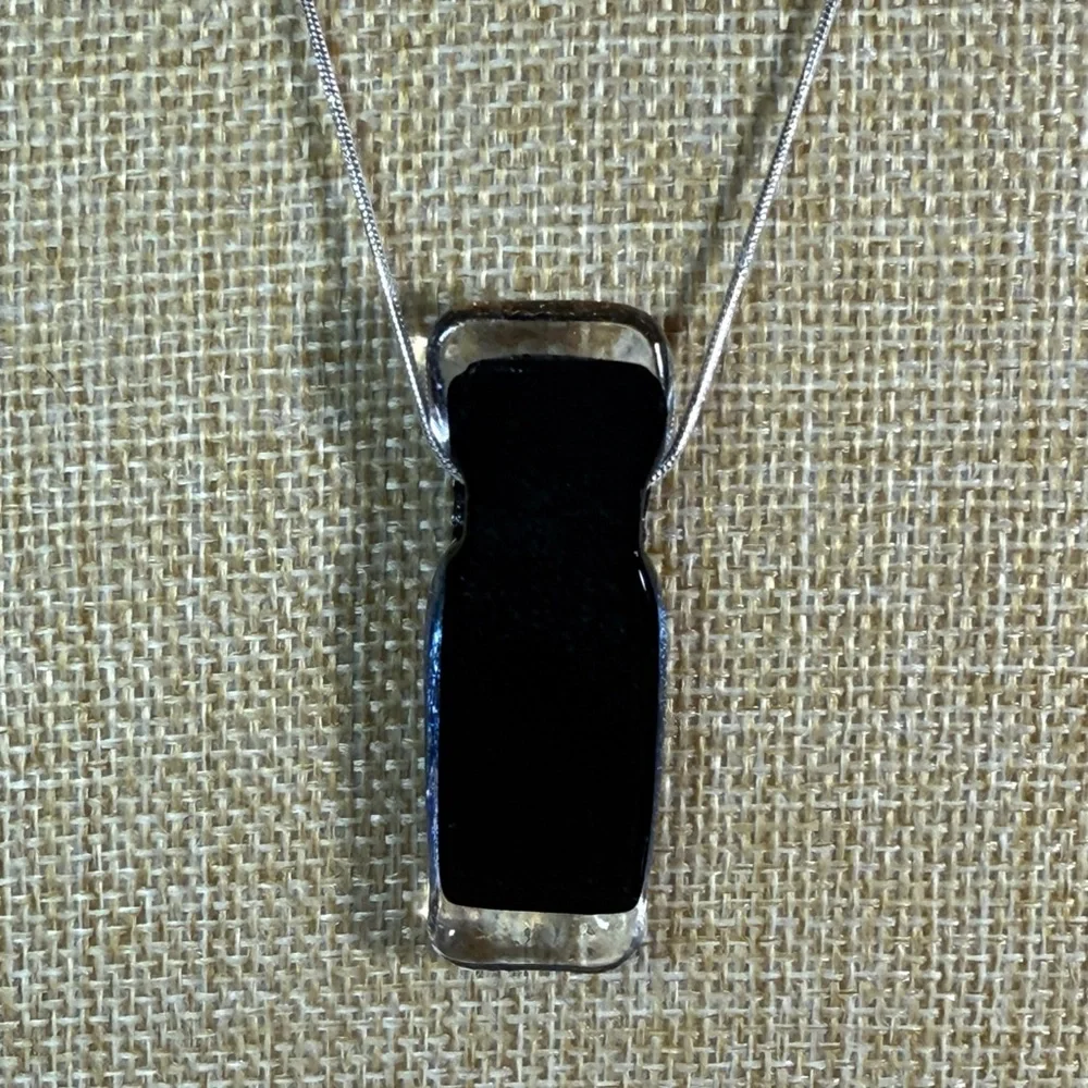 Handcrafted Fused Dichroic Glass Pendant‎ and Chain
